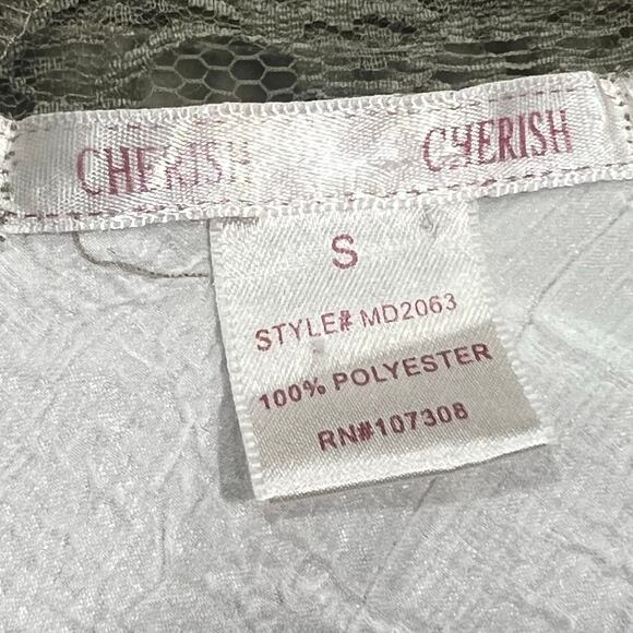 Cherish Dress Small Brown Olive Lace Elastic Waist Lined Romantic Coquette Fairy - Picture 12 of 14